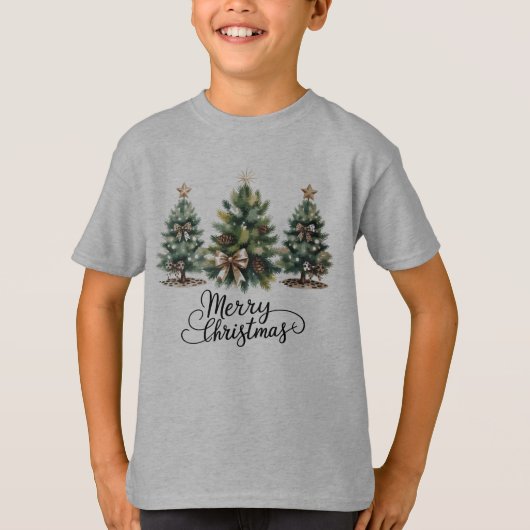 Leopard Merry Christmas Tree Coquette Bow Xmas T-Shirt (Vorderseite)