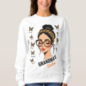 Leopard Messy Bun and Butterflies Individuellen Na Sweatshirt (Vorderseite)