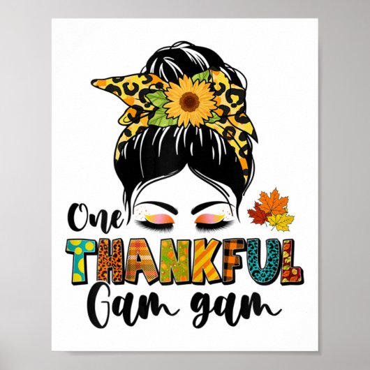Leopard Messy Bun Fall Erntedank One Thanky G Poster (Vorne)