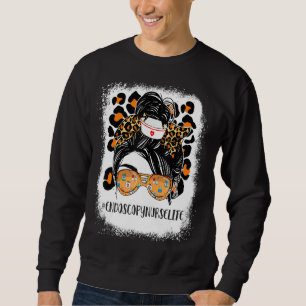 Leopard Messy Bun Hair Frau Endoskopie Krankenvers Sweatshirt