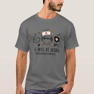 Leopard Messy Bun Nurse Wir werden hören Millionen T-Shirt
