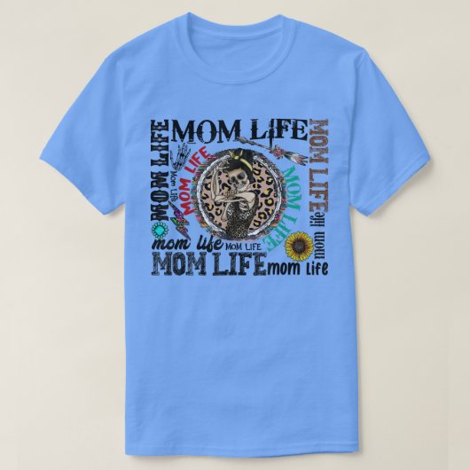 Leopard Messy Bun Skeleton Mama Life Blitzschlag T-Shirt (Design vorne)