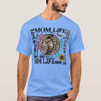 Leopard Messy Bun Skeleton Mama Life Blitzschlag T-Shirt