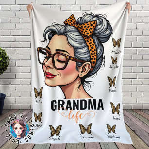 Leopard Messy Bun und Schmetterlinge Großartige Na Fleecedecke