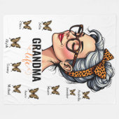 Leopard Messy Bun und Schmetterlinge Großartige Na Fleecedecke (Vorderseite (Horizontal))