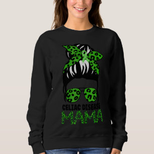 Leopard Messy Hair Bun Celiac Disease Awareness Ma Sweatshirt