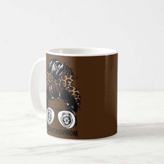 Leopard Messy Hair Bun Chow Chow Mama für Frauen Kaffeetasse (Vorderseite Links)