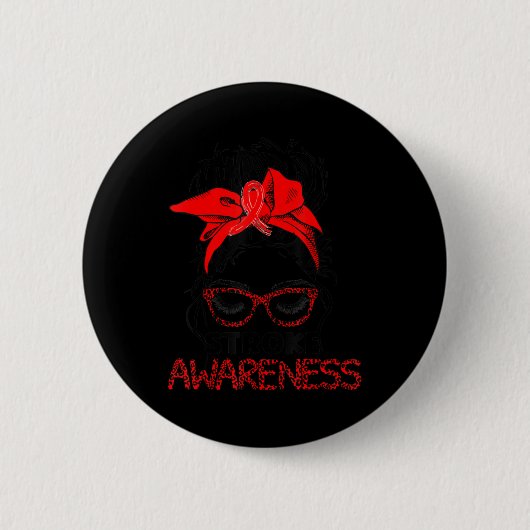 Leopard Messy Hair Bun Stroke Awareness Survivor W Button (Vorderseite)