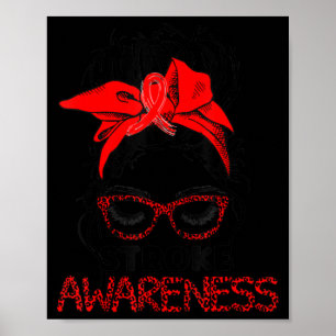 Leopard Messy Hair Bun Stroke Awareness Survivor W Poster