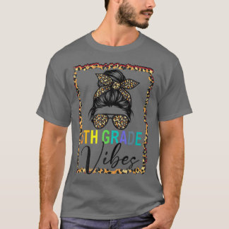 Leopard Mesy Bun Bleached Girls 5. Klasse Zurück  T-Shirt