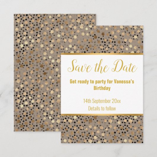 LEOPARD METALLIC SPOT RESPONSE RSVP CARD KARTE (Vorne/Hinten)