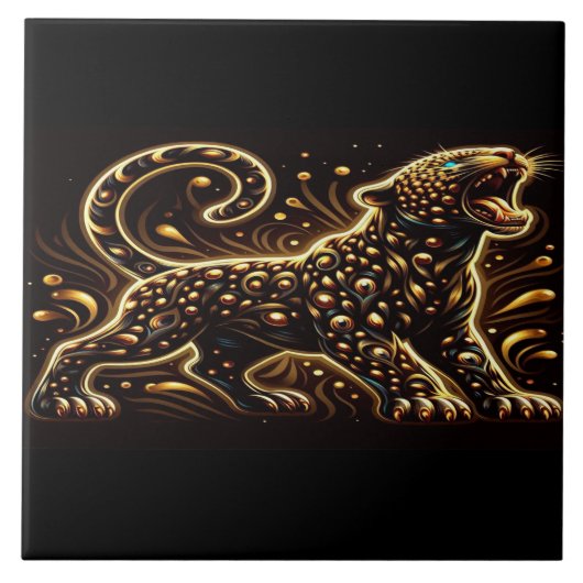 Leopard mit blauen Augen an der Schlafzimmergrenze Fliese (Vorderseite)