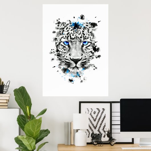 Leopard mit blauen Augen Poster (Heimbüro)