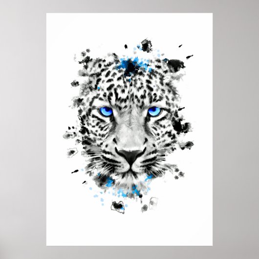 Leopard mit blauen Augen Poster (Vorne)