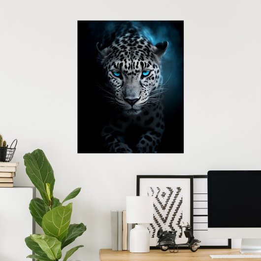 Leopard mit Blue Eyes Poster (Heimbüro)