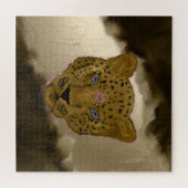 Leopard mit braunem Geode Puzzle (Horizontal)