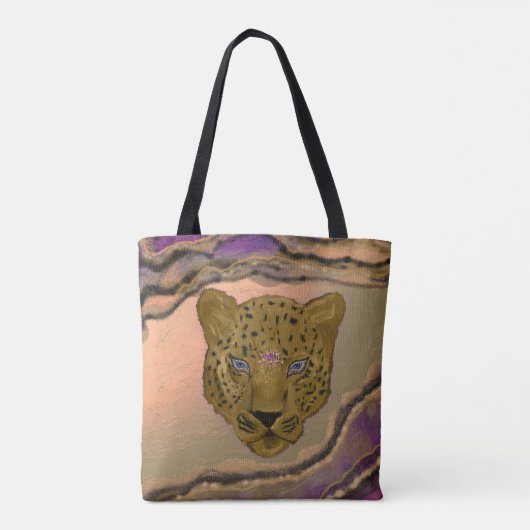 Leopard mit Geode Tasche (Rückseite)