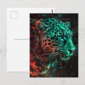 Leopard mit grönländischen Rotlichtwegen Postkarte (Vorne/Hinten)
