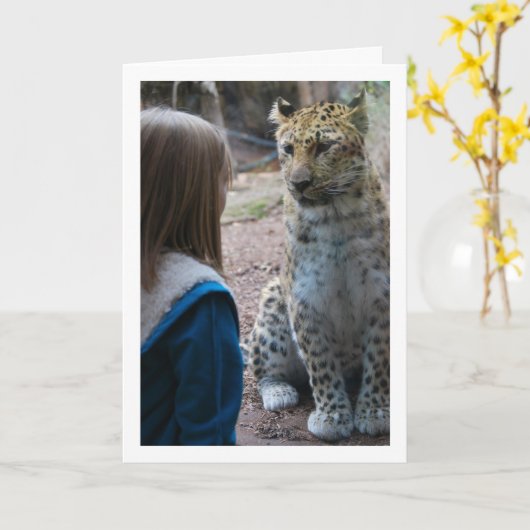 Leopard mit Kind Karte (Gelbe Blume)