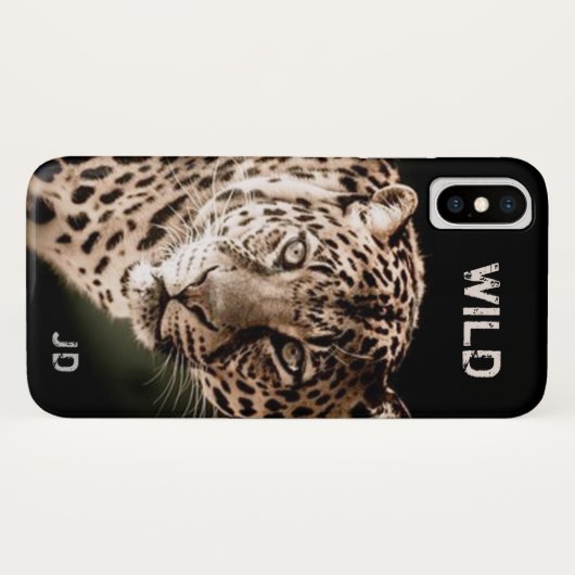 Leopard mit Monogramm Case-Mate iPhone Hülle (Rückseite (Horizontal))