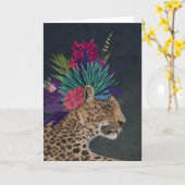 Leopard mit tropischem Kopfteil Karte (Gelbe Blume)