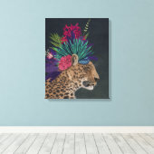 Leopard mit tropischem Kopfteil Leinwanddruck (Insitu (Holzboden))