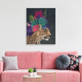 Leopard mit tropischem Kopfteil Leinwanddruck (Insitu (Wohnzimmer))