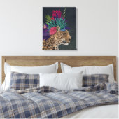 Leopard mit tropischem Kopfteil Leinwanddruck (Insitu (Schlafzimmer))