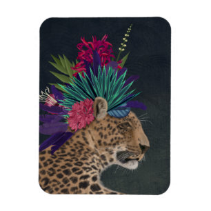 Leopard mit tropischem Kopfteil Magnet