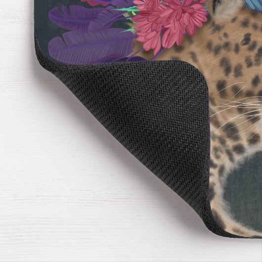 Leopard mit tropischem Kopfteil Mousepad (Ecke)