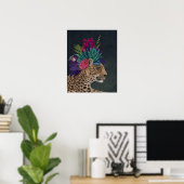 Leopard mit tropischem Kopfteil Poster (Heimbüro)