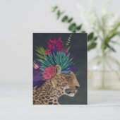 Leopard mit tropischem Kopfteil Postkarte (Stehend Vorderseite)