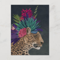 Leopard mit tropischem Kopfteil