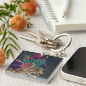 Leopard mit tropischem Kopfteil Schlüsselanhänger (Vorderseite rechts)