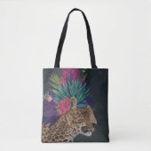 Leopard mit tropischem Kopfteil Tasche (Vorderseite)