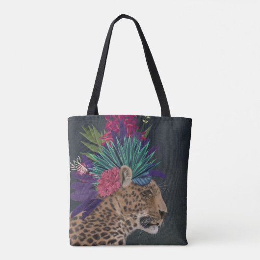 Leopard mit tropischem Kopfteil Tasche (Rückseite)
