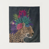 Leopard mit tropischem Kopfteil Wandteppich (Vorderseite)