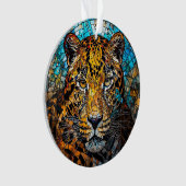 Leopard mit warmen und Coolen Farbtönen Ornament (Vorderseite)