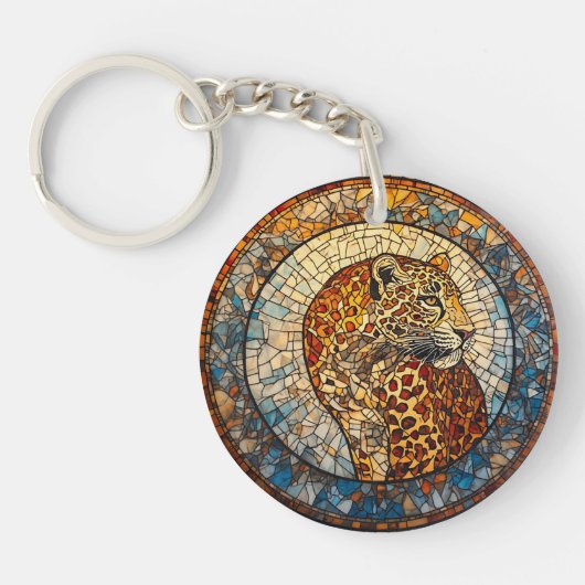 Leopard mit warmen und Coolen Farbtönen Schlüsselanhänger (Vorderseite)