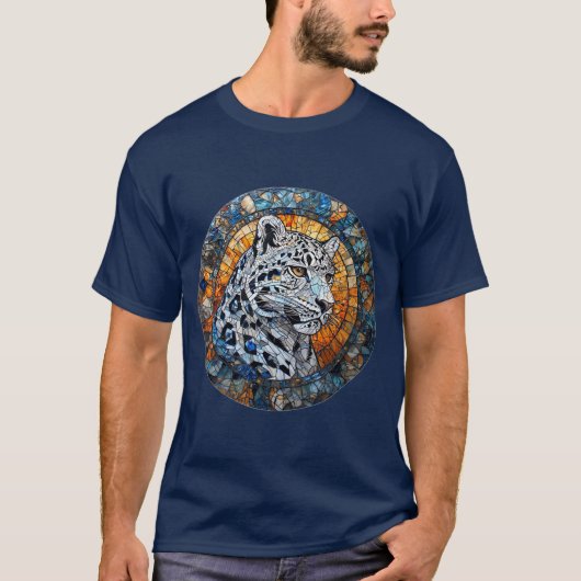 Leopard mit warmen und Coolen Farbtönen T-Shirt (Vorderseite)