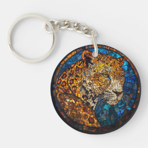 Leopard mit warmen und kühlen Tönen Schlüsselanhänger