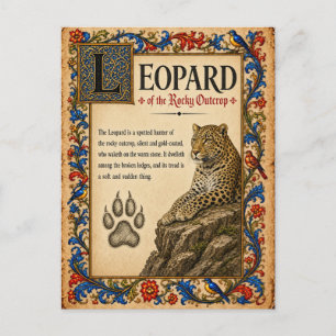Leopard, mittelalterliche Bestiarien-Kunst Postkarte