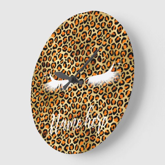 Leopard, Mode-Stylist, Salon, große Uhr (Winkel)