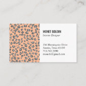 Leopard Modern Animal Print Grau Peach Fuzz Pink Visitenkarte (Rückseite)