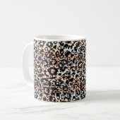 Leopard, modern, gepunktet, braun, beige, hautfarb kaffeetasse (Vorderseite Links)