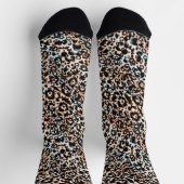 Leopard, modern, gepunktet, braun, beige, hautfarb socken (Oben)