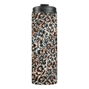 Leopard, modern, gepunktet, braun, beige, hautfarb thermosbecher