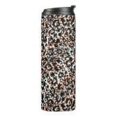 Leopard, modern, gepunktet, braun, beige, hautfarb thermosbecher (Nach links gedreht)