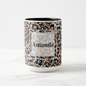 Leopard, modern, gepunktet, braun, personalisiert zweifarbige tasse (Mittel)