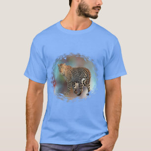Leopard Modernes elegantes Carolina Blue Template T-Shirt